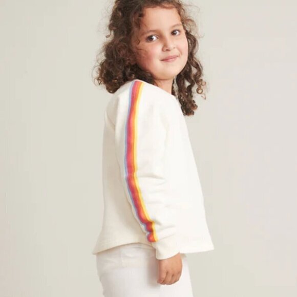 Marine Layer ML x LF Summit Sweatshirt Mini Crew Pullover Cream Striped NWT 4 - Picture 1 of 5